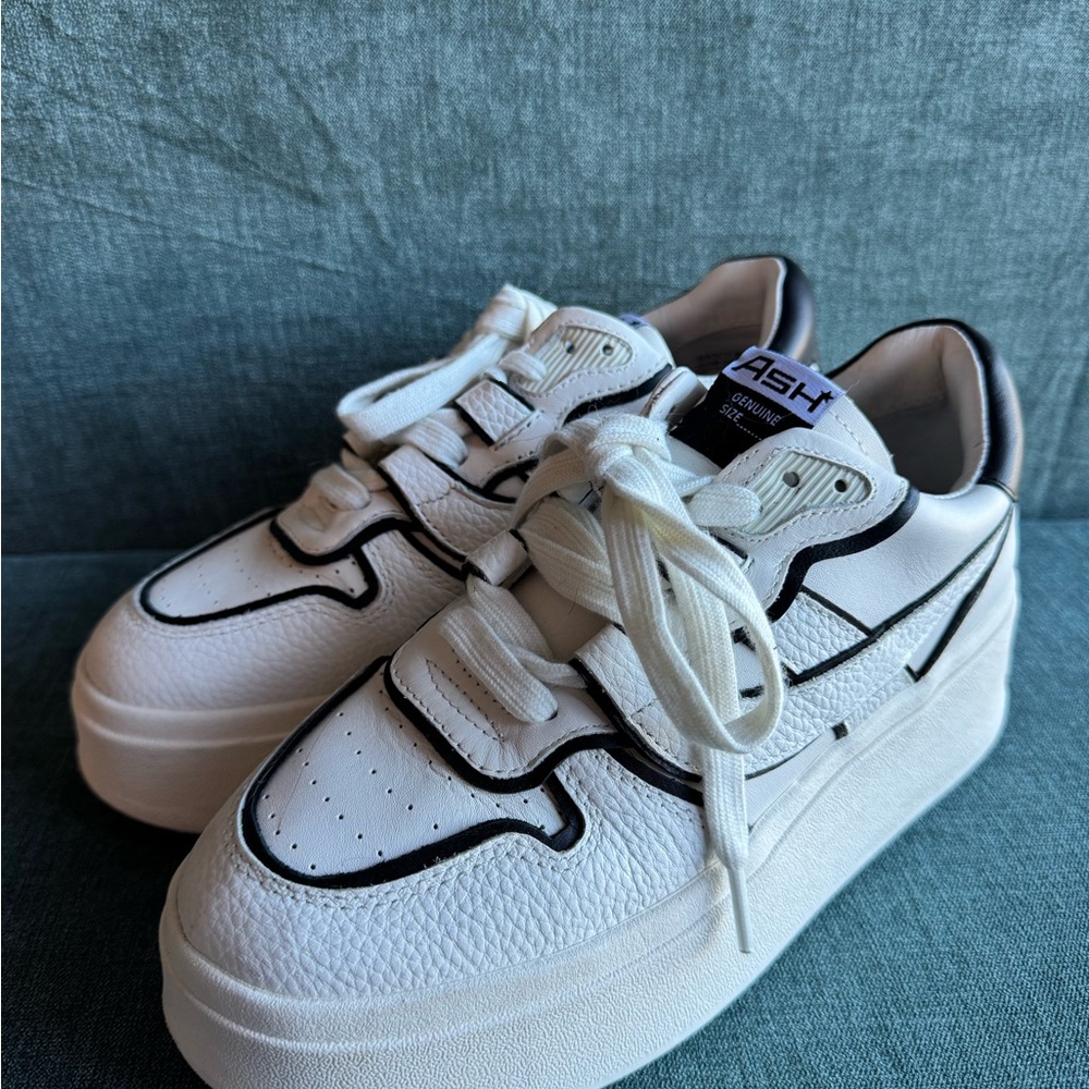 ASH White Leather Platform Sneakers